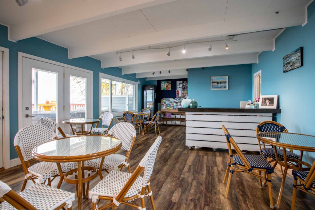 A view of the lobby from the front door