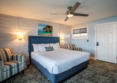 A view of the queen bed in room 203